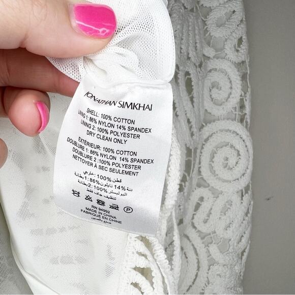 Jonathan Simkhai White Alisa Lace Fringe Halter Bridal Midi Dress Size 6 - Picture 11 of 14